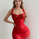 Mesh Embroidery Slim Hip Nightdress