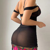 Lace See-through Embroidery Tight Hip Skirt Chemises