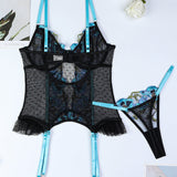 Flower Embroidery Dot Pleated Two-Piece Set