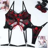 Flower Embroidered Cross-Strap Set