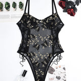 Butterfly Embroidered Lace Bodysuit