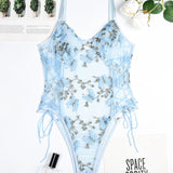 Butterfly Embroidered Lace Bodysuit