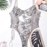 Butterfly Embroidered Lace Bodysuit