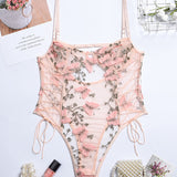 Butterfly Embroidered Lace Bodysuit