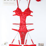 Lace Embroidered Chain Bodysuits