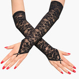 Lace Black Fingerless Floral Gloves