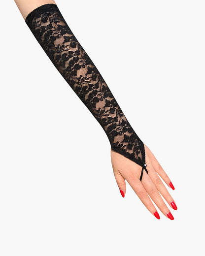 Lace Black Fingerless Floral Gloves