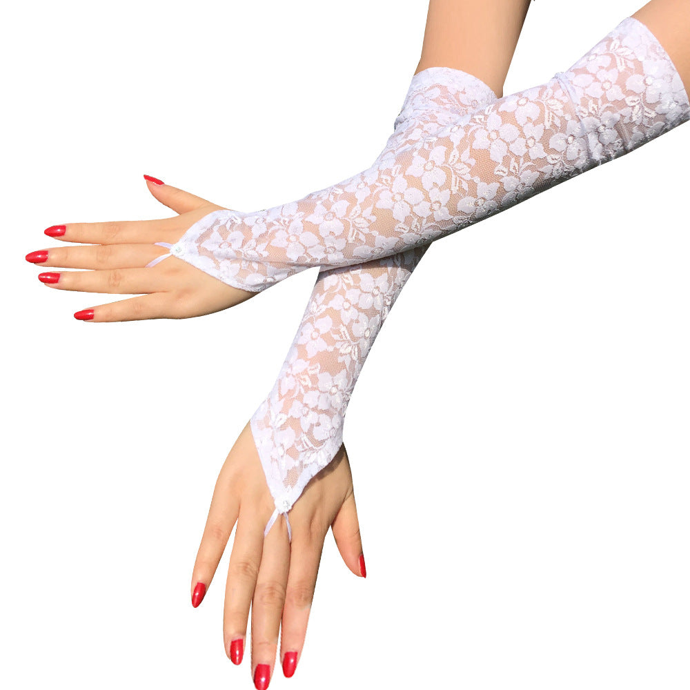 Lace Black Fingerless Floral Gloves