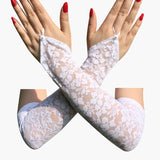 Lace Black Fingerless Floral Gloves