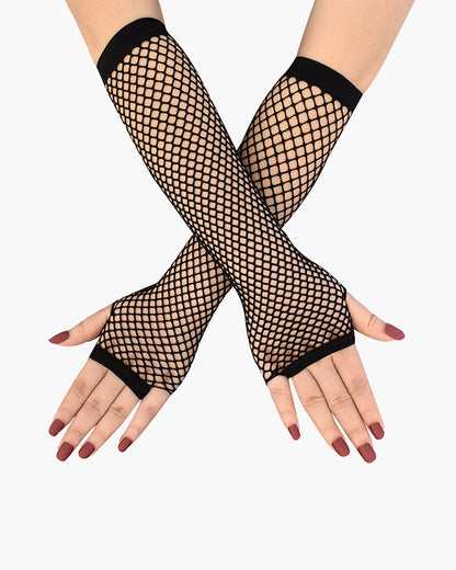 Lace Fingerless Mesh Fishnet Gloves