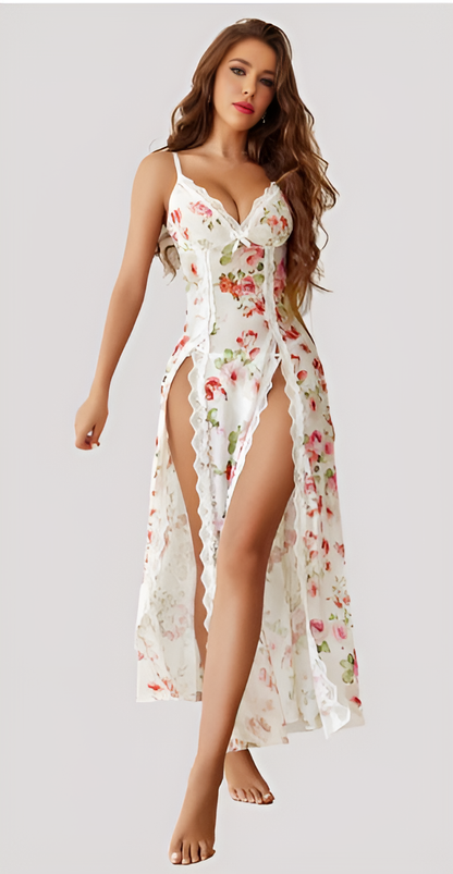 MidnightBloom™ Mesh Split Nightgown